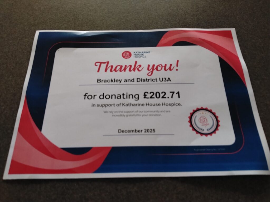 Katherine House Hospice Certificate of Fundraising